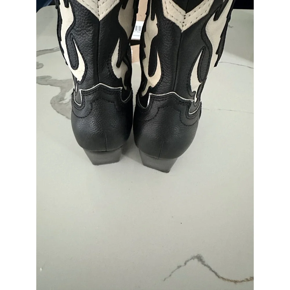 Dolce Vita Landen Western Boots Black Leather Pointed Toe Block Heel Women 9.5